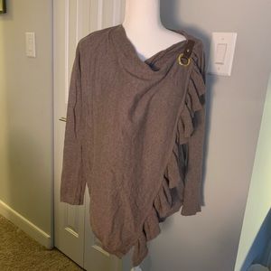 INC Brown Wrap front sweater